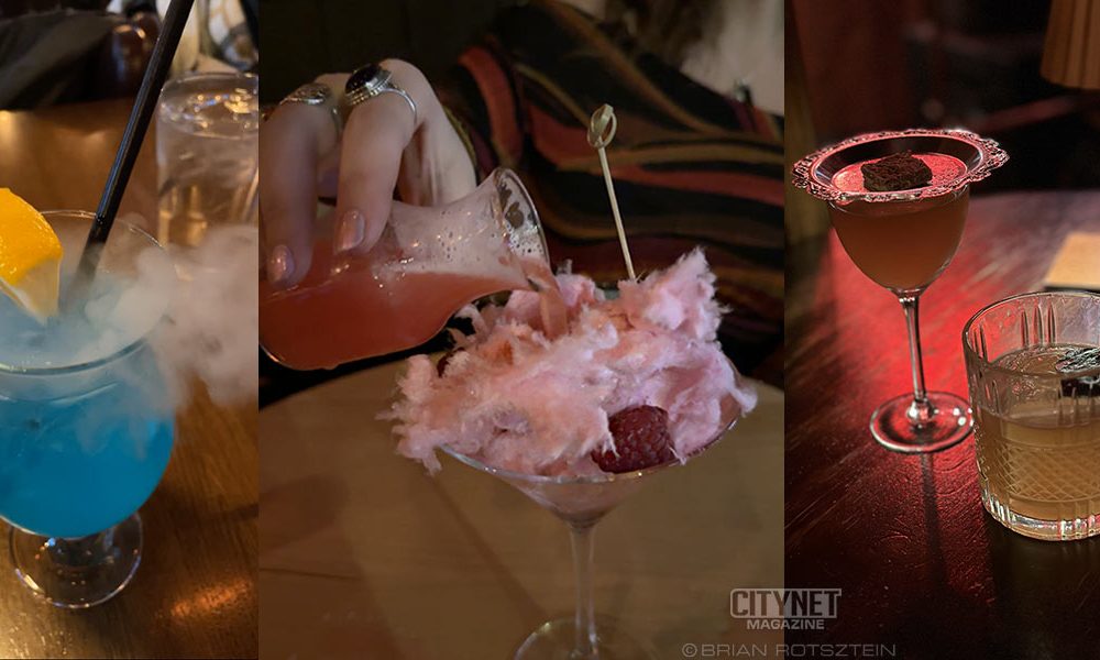 Images of tasty looking mocktails including cotton candy and a sweet