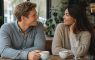 Couple at a coffee shop enjoying a date