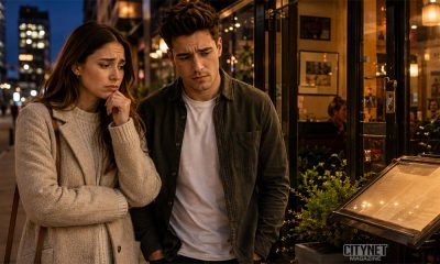 Couple on a date considers expensive restaurant